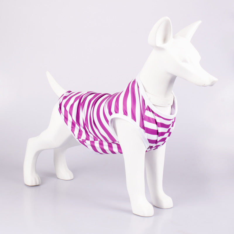 Stylish Comfort for Your Furry Friend: The Striped Crew Neck Pet Tank Top Shirt